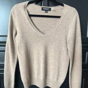 BRAND NEW Repeat 100% Cashmere Oatmeal Beige V-Neck Sweater, XXS